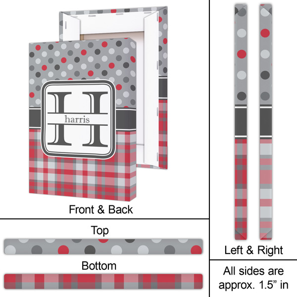 Red & Gray Dots and Plaid 20x30 - Canvas Print - Approval