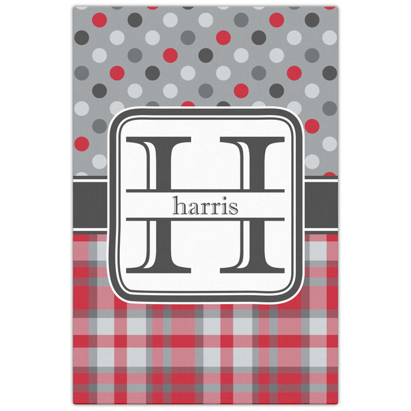 Red & Gray Dots and Plaid 20x30 - Canvas Print - Front View