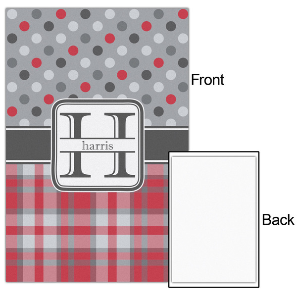 Red & Gray Dots and Plaid 20x30 - Matte Poster - Front & Back