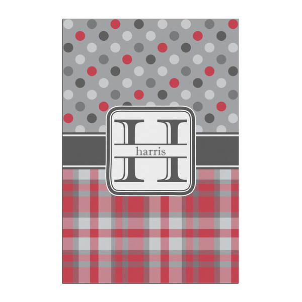 Custom Red & Gray Dots and Plaid Posters - Matte - 20x30 (Personalized)