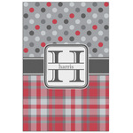 Red & Gray Dots and Plaid Poster - Matte - 24x36 (Personalized)