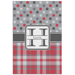 Red & Gray Dots and Plaid Poster - Matte - 24x36 (Personalized)