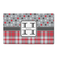 Red & Gray Dots and Plaid 3' x 5' Patio Rug (Personalized)