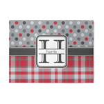 Red & Gray Dots and Plaid Area Rug (Personalized)