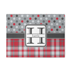 Red & Gray Dots and Plaid 5' x 7' Indoor Area Rug (Personalized)