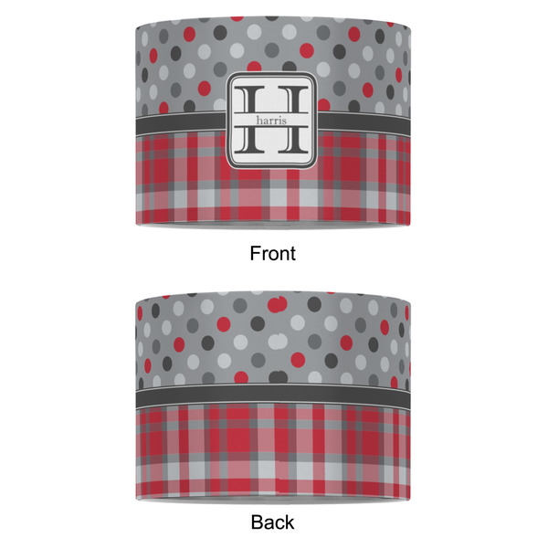 Red & Gray Dots and Plaid 8" Drum Lampshade - APPROVAL (Fabric)