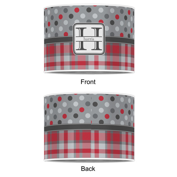Red & Gray Dots and Plaid 8" Drum Lampshade - APPROVAL (Poly Film)
