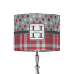 Red & Gray Dots and Plaid 8" Drum Lamp Shade - Fabric (Personalized)