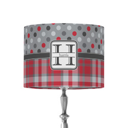 Red & Gray Dots and Plaid 8" Drum Lamp Shade - Fabric (Personalized)