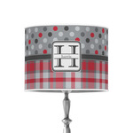 Red & Gray Dots and Plaid 8" Drum Lamp Shade - Poly-film (Personalized)