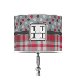 Red & Gray Dots and Plaid 8" Drum Lamp Shade - Poly-film (Personalized)