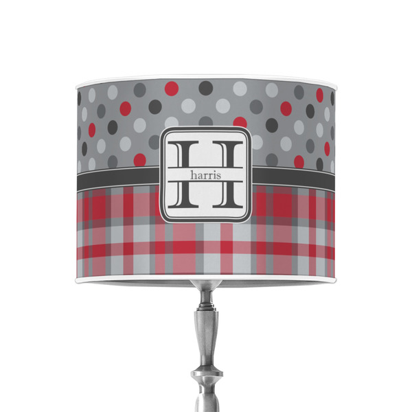 Custom Red & Gray Dots and Plaid 8" Drum Lamp Shade - Poly-film (Personalized)