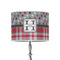 Red & Gray Dots and Plaid 8" Drum Lampshade - ON STAND (Poly Film)