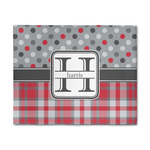 Red & Gray Dots and Plaid 8' x 10' Indoor Area Rug (Personalized)