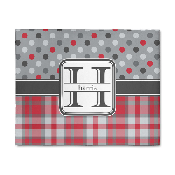Custom Red & Gray Dots and Plaid 8' x 10' Indoor Area Rug (Personalized)