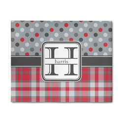 Red & Gray Dots and Plaid 8' x 10' Patio Rug (Personalized)