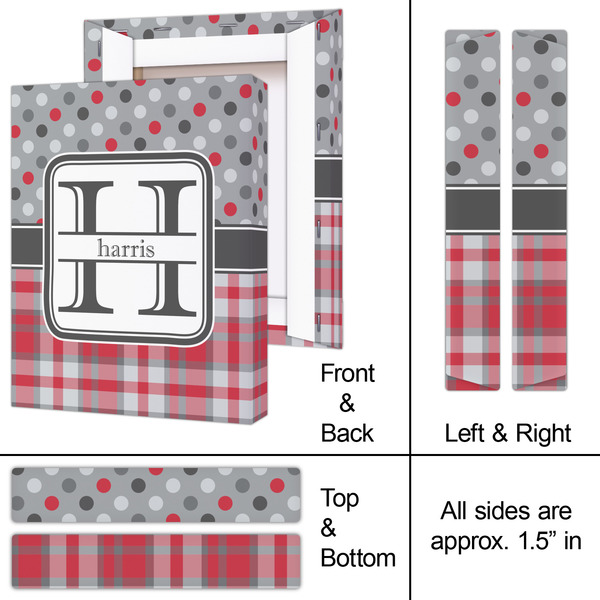 Red & Gray Dots and Plaid 8x10 - Canvas Print - Approval