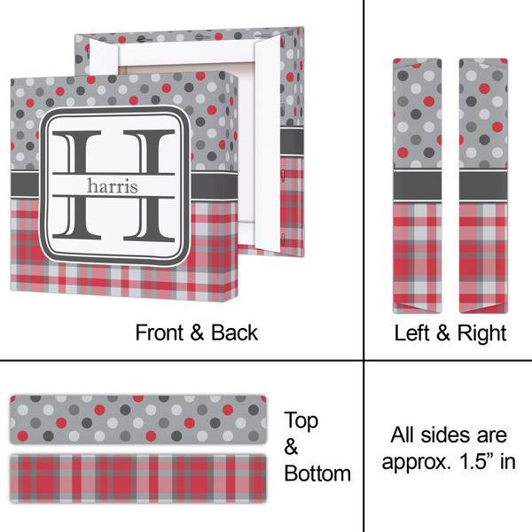 Red & Gray Dots and Plaid 8x8 - Canvas Print - Approval