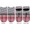 Red & Gray Dots and Plaid Adult Ankle Socks - Double Pair - Front and Back - Apvl