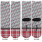Red & Gray Dots and Plaid Adult Crew Socks - Double Pair - Front and Back - Apvl