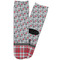 Red & Gray Dots and Plaid Adult Crew Socks - Single Pair - Front and Back