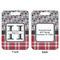 Red & Gray Dots and Plaid Aluminum Luggage Tag (Front + Back)