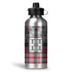 Red & Gray Dots and Plaid Water Bottles - 20 oz - Aluminum (Personalized)
