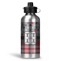 Red & Gray Dots and Plaid Water Bottles - 20 oz - Aluminum (Personalized)