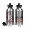 Red & Gray Dots and Plaid Aluminum Water Bottle - Front and Back