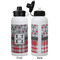 Red & Gray Dots and Plaid Aluminum Water Bottle - White APPROVAL