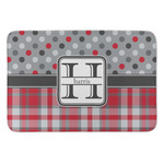 Red & Gray Dots and Plaid Anti-Fatigue Kitchen Mat (Personalized)