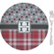 Red & Gray Dots and Plaid 8" Glass Appetizer / Dessert Plates - Single or Set (Personalized)