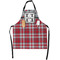 Red & Gray Dots and Plaid Apron With Pockets w/ Name and Initial