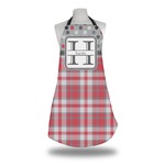 Red & Gray Dots and Plaid Apron w/ Name and Initial