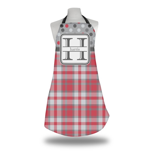 Red & Gray Dots and Plaid Apron on Mannequin