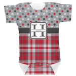 Red & Gray Dots and Plaid Baby Bodysuit 0-3 (Personalized)