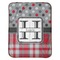 Red & Gray Dots and Plaid Baby Sherpa Blanket - Flat
