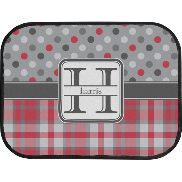 Red & Gray Dots and Plaid Custom Car Floor Mats (Back Seat)