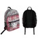 Red & Gray Dots and Plaid Backpack front and back - Apvl