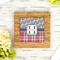 Red & Gray Dots and Plaid Bamboo Trivet with 6" Tile - LIFESTYLE
