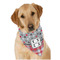 Red & Gray Dots and Plaid Bandana - On Dog