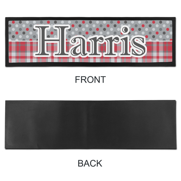 Red & Gray Dots and Plaid Bar Mat - Large - APPROVAL