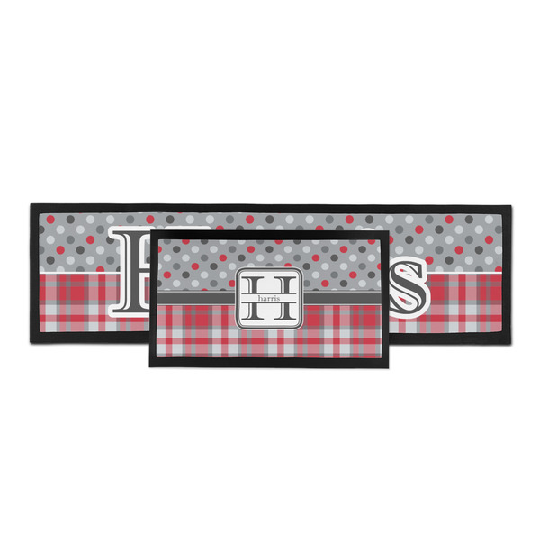 Red & Gray Dots and Plaid Bar Mat - Parent Main
