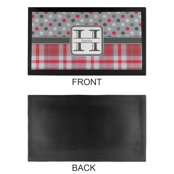 Red & Gray Dots and Plaid Bar Mat - Small - APPROVAL