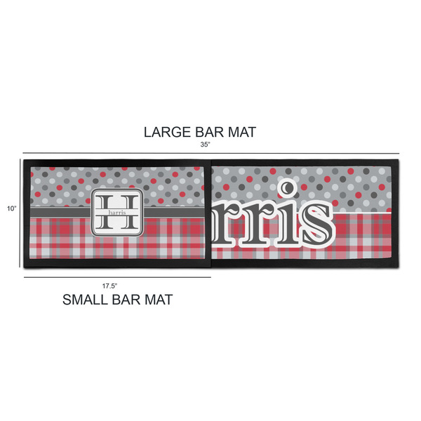 Red & Gray Dots and Plaid Bar Mats - Sizing Chart
