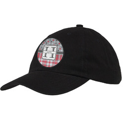 Red & Gray Dots and Plaid Baseball Cap - Black (Personalized)