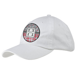 Red & Gray Dots and Plaid Baseball Cap - White (Personalized)