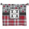Red & Gray Dots and Plaid Full Print Bath Towel (Personalized)