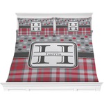 Red & Gray Dots and Plaid Comforter Set - King (Personalized)