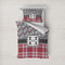 Red & Gray Dots and Plaid Bedding Set- Twin Lifestyle - Duvet
